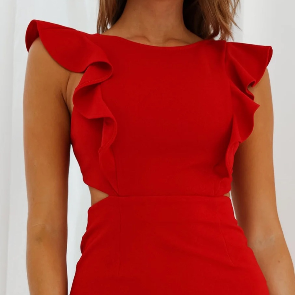 Selfie Leslie Jackie Wide Ruffle Hem Pinafore Dress - Picture 5 of 11